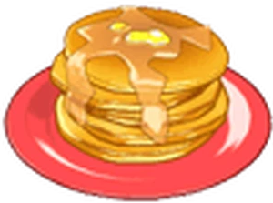 a stack of golden brown pancakes with melted butter on top, sitting on a red plate.